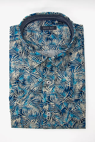Back Bay | Cotton Spandex Stretch Print S/S Shirt - Peter Shearer Menswear - [variant_option1] - [variant_option2] - [variant_option3]