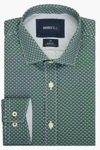 Brooksfield | Retro Print Slim Fit Dress Shirt