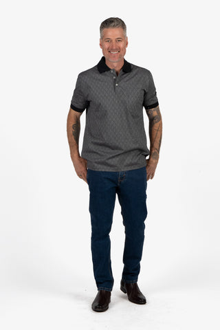 Back Bay | Mercerised Cotton Jacquard Polo - Peter Shearer Menswear - [variant_option1] - [variant_option2] - [variant_option3]