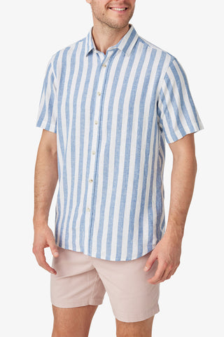 Blazer | Sebby Linen Blend Stripe S/S Casual Shirt - Peter Shearer Menswear - [variant_option1] - [variant_option2] - [variant_option3]