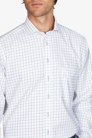 Abelard | White Out Check Business Shirt Classic - Peter Shearer Menswear - [variant_option1] - [variant_option2] - [variant_option3]