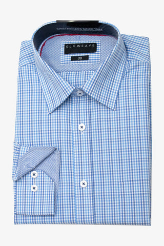 GLOWEAVE | CONTEMPORARY FIT BUSINESS SHIRT Blue Check 41 