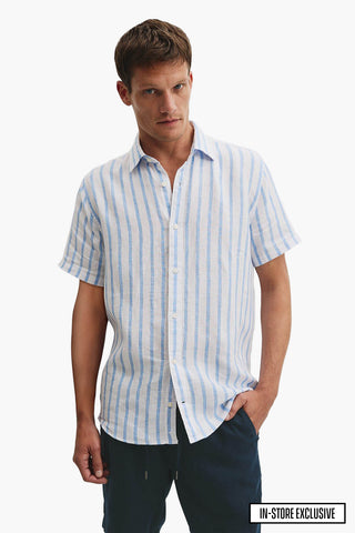 Country Road | Regular Fit Linen Stripe SS Shirt