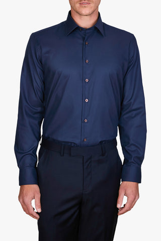 Abelard | Bottone Cioccolato Slim Fit Business Shirt - Peter Shearer Menswear - [variant_option1] - [variant_option2] - [variant_option3]