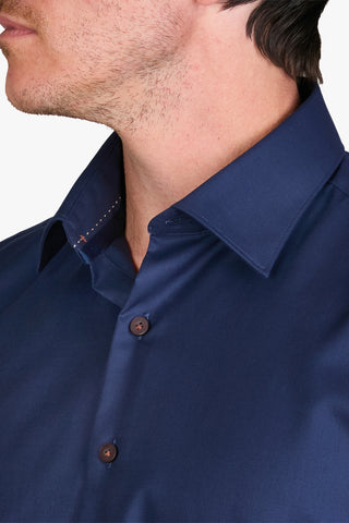 Abelard | Bottone Cioccolato Slim Fit Business Shirt - Peter Shearer Menswear - [variant_option1] - [variant_option2] - [variant_option3]