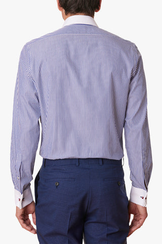 Abelard | Londres Stripe Single Cuff Slim Fit Business Shirt - Peter Shearer Menswear - [variant_option1] - [variant_option2] - [variant_option3]