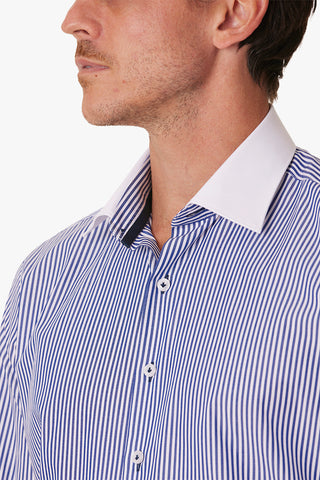 Abelard | Londres Stripe Single Cuff Slim Fit Business Shirt - Peter Shearer Menswear - [variant_option1] - [variant_option2] - [variant_option3]