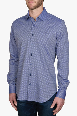 Abelard | Circle-Work Herringbone Print Slim Fit Casual Shirt