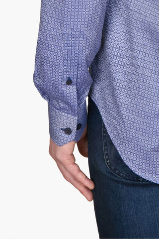 Abelard | Circle-Work Herringbone Print Slim Fit Casual Shirt