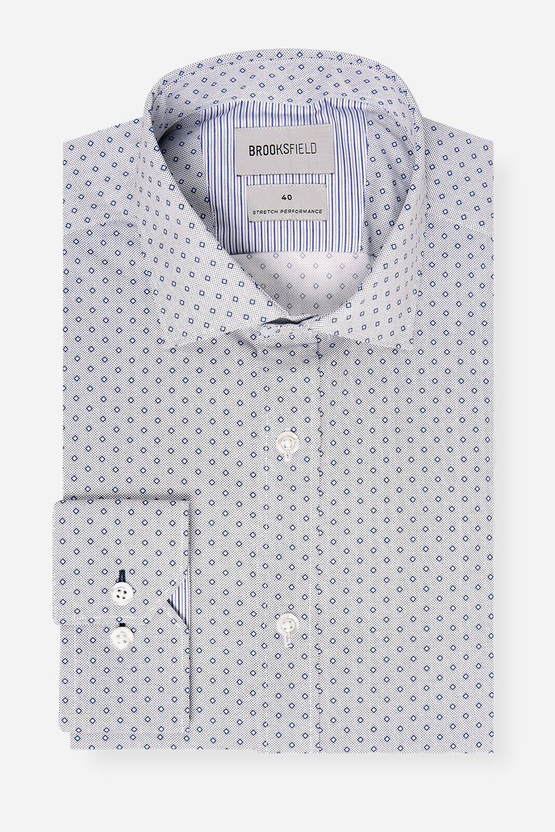 BROOKSFIELD | Geo Print Regular Fit Business Shirt - Peter Shearer Menswear - [variant_option1] - [variant_option2] - [variant_option3]