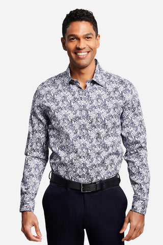 BROOKSFIELD | Abstract Floral Print Slim Fit Business Shirt - Peter Shearer Menswear - [variant_option1] - [variant_option2] - [variant_option3]