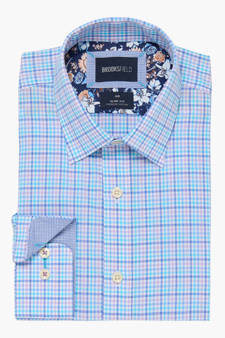 Brooksfield | Multi Coloured Check Slim Fit Business Shirt