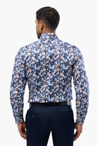 Brooksfield | Large Floral Print Slim Fit Business Shirt