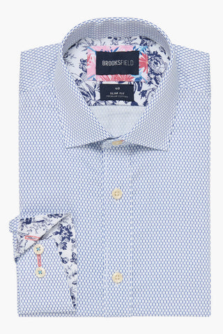 Brooksfield | Geometric Line Print Slim Fit Business Shirt