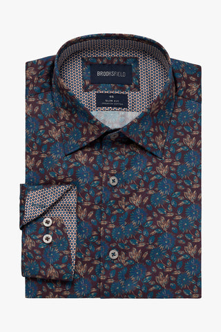Brooksfield | Slim Fit Luxe Printed Shirt - Peter Shearer Menswear - [variant_option1] - [variant_option2] - [variant_option3]