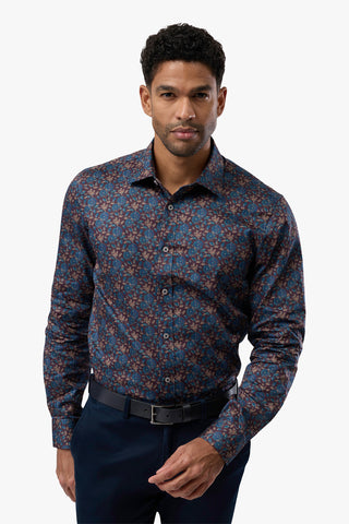Brooksfield | Slim Fit Luxe Printed Shirt - Peter Shearer Menswear - [variant_option1] - [variant_option2] - [variant_option3]