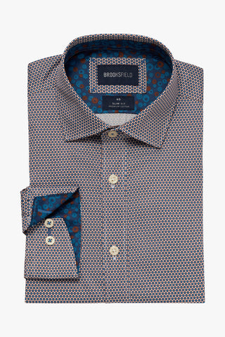 Brooksfield | Slim Fit Luxe Printed Shirt - Peter Shearer Menswear - [variant_option1] - [variant_option2] - [variant_option3]
