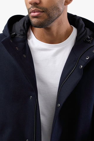 Brooksfield | Hooded Overcoat - Peter Shearer Menswear - [variant_option1] - [variant_option2] - [variant_option3]