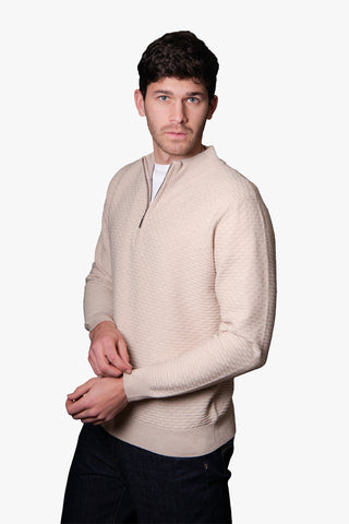 Bridge & Lord | Triangle Textured Quarter Zip - Peter Shearer Menswear - [variant_option1] - [variant_option2] - [variant_option3]