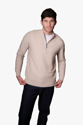 Bridge & Lord | Triangle Textured Quarter Zip - Peter Shearer Menswear - [variant_option1] - [variant_option2] - [variant_option3]