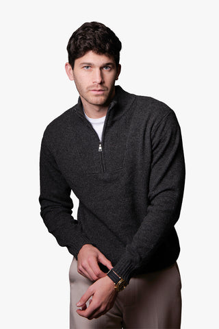 Bridge & Lord | Quarter Zip With Rib Side Seam - Peter Shearer Menswear - [variant_option1] - [variant_option2] - [variant_option3]