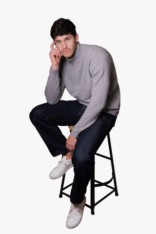 Bridge & Lord | Quarter Zip With Rib Side Seam - Peter Shearer Menswear - [variant_option1] - [variant_option2] - [variant_option3]