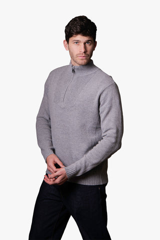 Bridge & Lord | Quarter Zip With Rib Side Seam - Peter Shearer Menswear - [variant_option1] - [variant_option2] - [variant_option3]