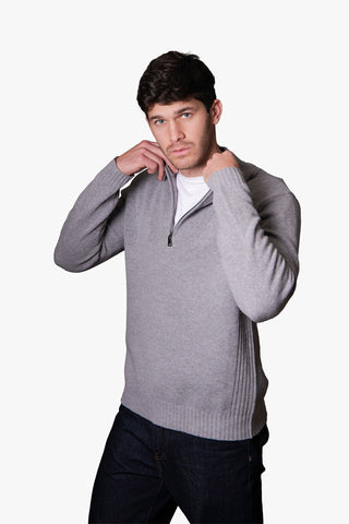 Bridge & Lord | Quarter Zip With Rib Side Seam - Peter Shearer Menswear - [variant_option1] - [variant_option2] - [variant_option3]