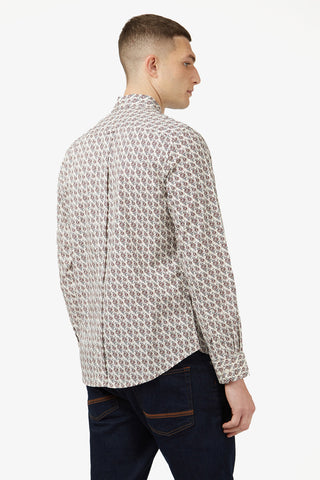 Ben Sherman | Block Botanical Print L/S Shirt - Peter Shearer Menswear - [variant_option1] - [variant_option2] - [variant_option3]