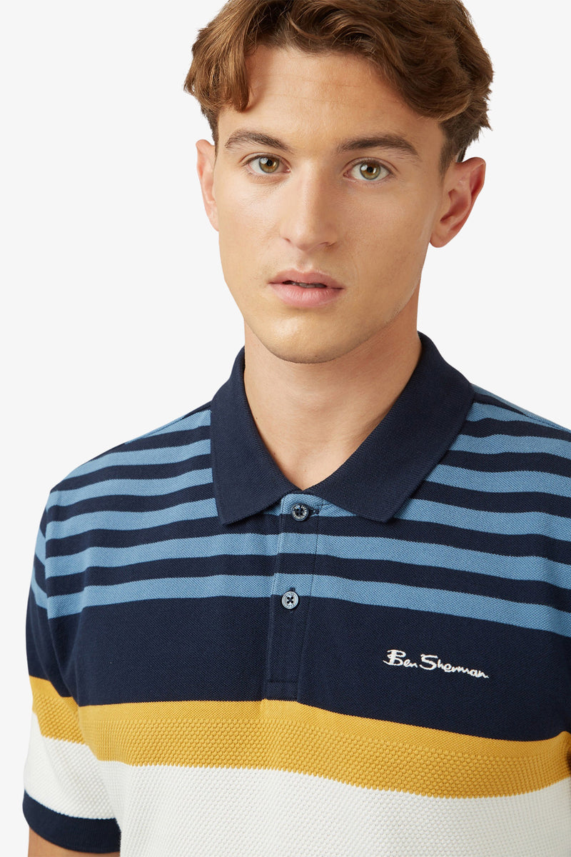 Ben Sherman | Engineered Stripe Polo - Peter Shearer Menswear - [variant_option1] - [variant_option2] - [variant_option3]