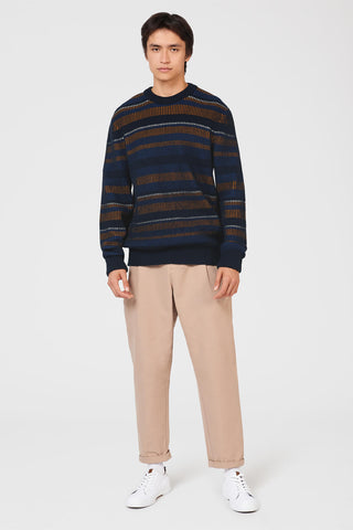 Ben Sherman | Half Cardigan Stripe Crew Knit