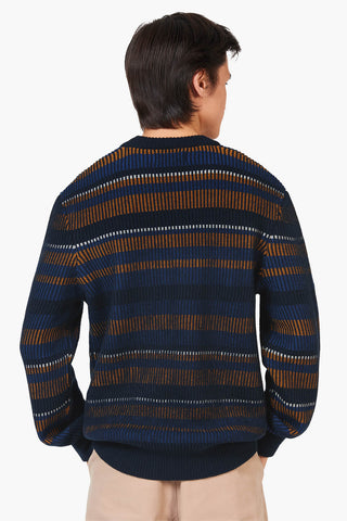 Ben Sherman | Half Cardigan Stripe Crew Knit