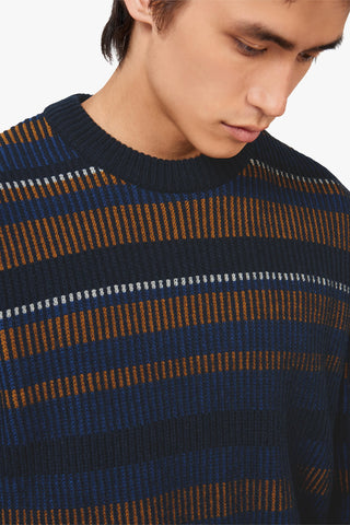 Ben Sherman | Half Cardigan Stripe Crew Knit