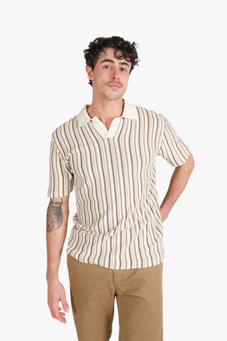 James Harper | Stripe Open Neck Polo
