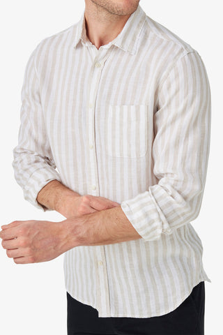 Blazer | Sicily Long Sleeve Linen Stripe Shirt - Peter Shearer Menswear - [variant_option1] - [variant_option2] - [variant_option3]