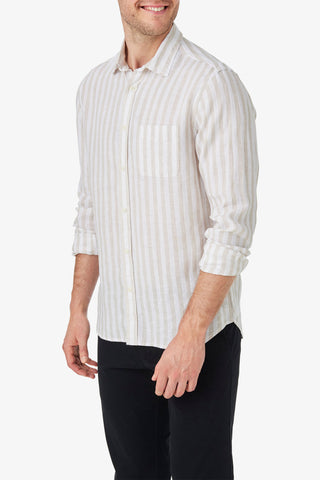 Blazer | Sicily Long Sleeve Linen Stripe Shirt - Peter Shearer Menswear - [variant_option1] - [variant_option2] - [variant_option3]