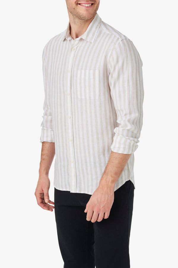 Blazer | Sicily Long Sleeve Linen Stripe Shirt