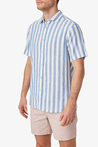Blazer | Sebby Linen Blend Stripe S/S Casual Shirt - Peter Shearer Menswear - [variant_option1] - [variant_option2] - [variant_option3]