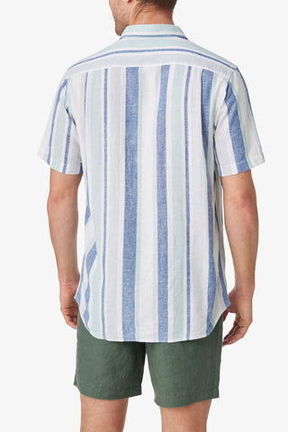 Blazer | Ted Stripe Linen Blend S/S Casual Shirt - Peter Shearer Menswear - [variant_option1] - [variant_option2] - [variant_option3]