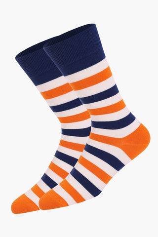 Headfirst | Orange/Navy Stripe Socks