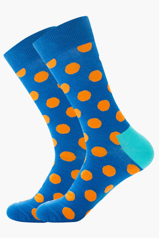 Headfirst | Blue/Orange Polka Dot Socks