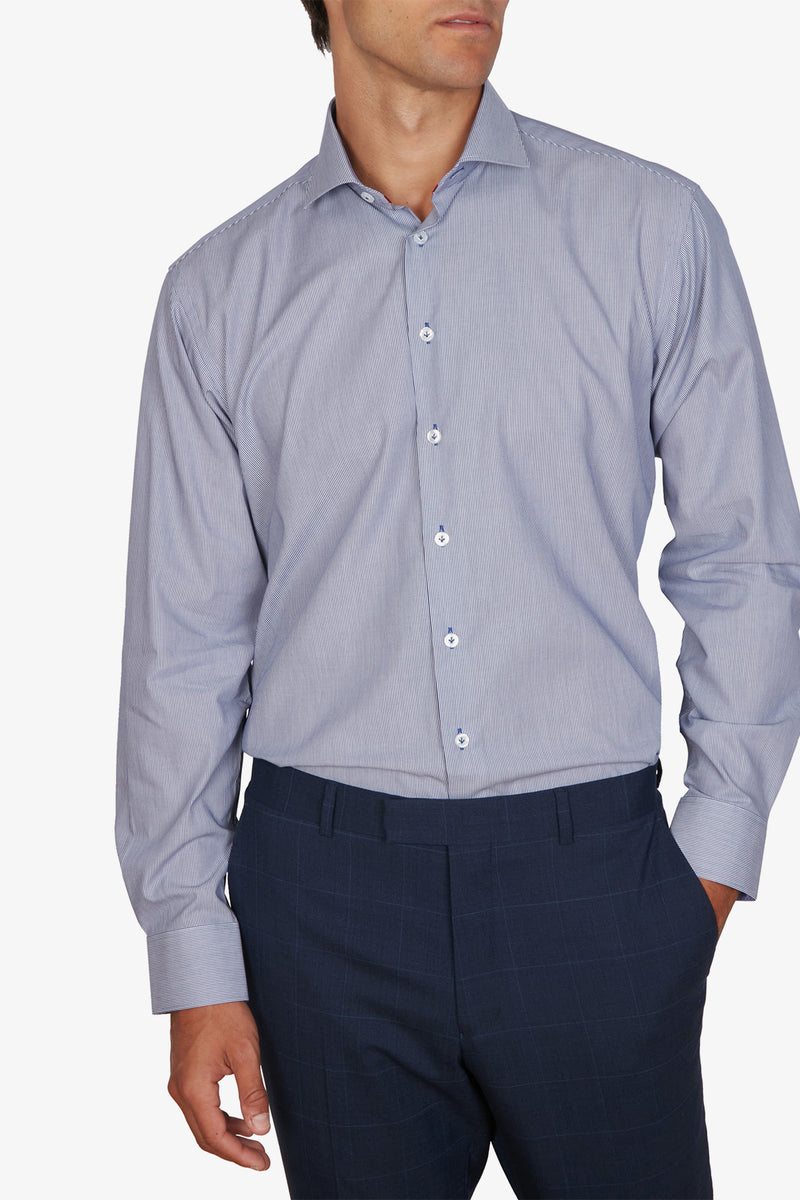 Abelard | Barcode-esque Stripe Business Shirt Classic - Peter Shearer Menswear - [variant_option1] - [variant_option2] - [variant_option3]