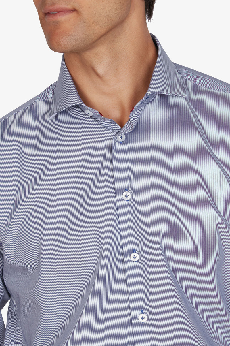 Abelard | Barcode-esque Stripe Business Shirt Classic - Peter Shearer Menswear - [variant_option1] - [variant_option2] - [variant_option3]