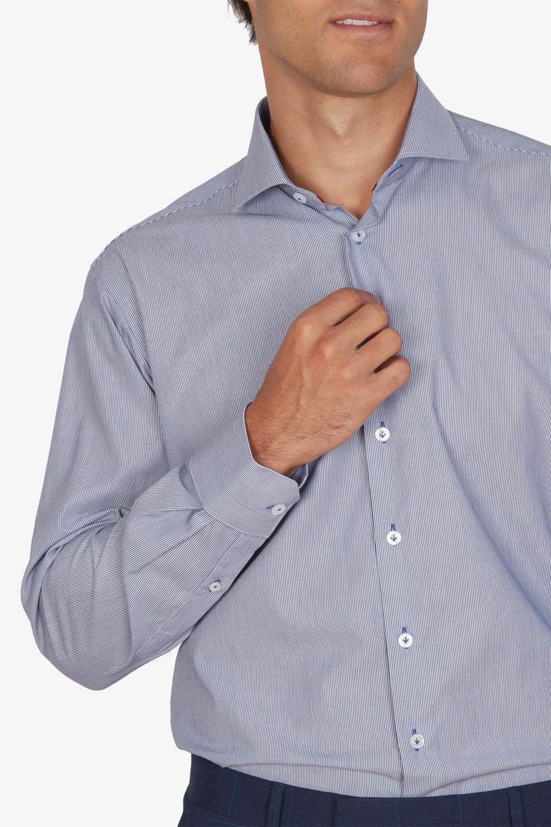 Abelard | Barcode-esque Stripe Business Shirt Classic - Peter Shearer Menswear - [variant_option1] - [variant_option2] - [variant_option3]