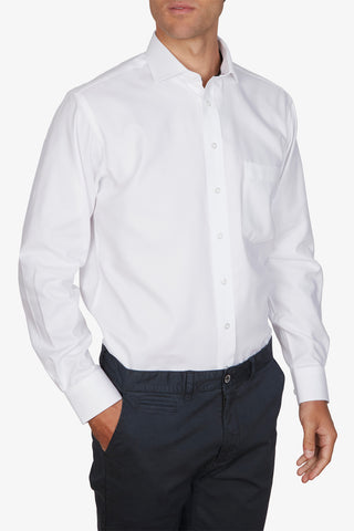 Abelard | The Ultimate White Dobby Business Shirt Classic Fit - Peter Shearer Menswear - [variant_option1] - [variant_option2] - [variant_option3]