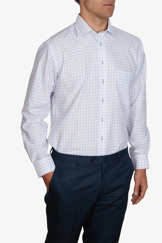 Abelard | White Out Check 2 Classic Business Shirt - Peter Shearer Menswear - [variant_option1] - [variant_option2] - [variant_option3]