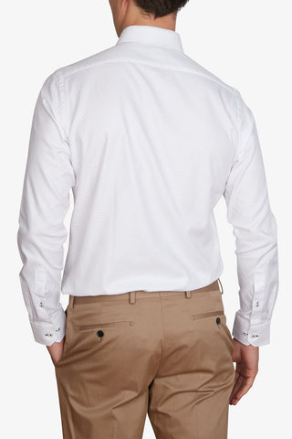 Abelard | Dobby & Dot Print Slim Business Shirt - Peter Shearer Menswear - [variant_option1] - [variant_option2] - [variant_option3]