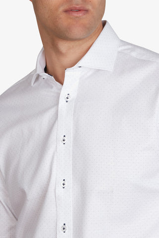Abelard | Dobby & Dot Print Slim Business Shirt - Peter Shearer Menswear - [variant_option1] - [variant_option2] - [variant_option3]