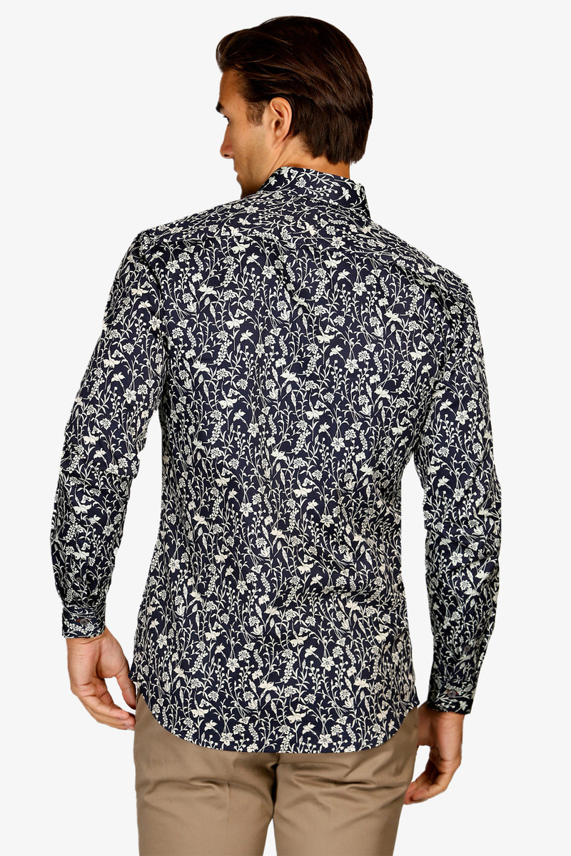 Brooksfield | Floral Print Dress Shirt Slim Fit - Peter Shearer Menswear - [variant_option1] - [variant_option2] - [variant_option3]