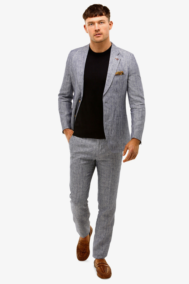 Brooksfield | Subtle Stripe Linen Blazer - Peter Shearer Menswear - [variant_option1] - [variant_option2] - [variant_option3]